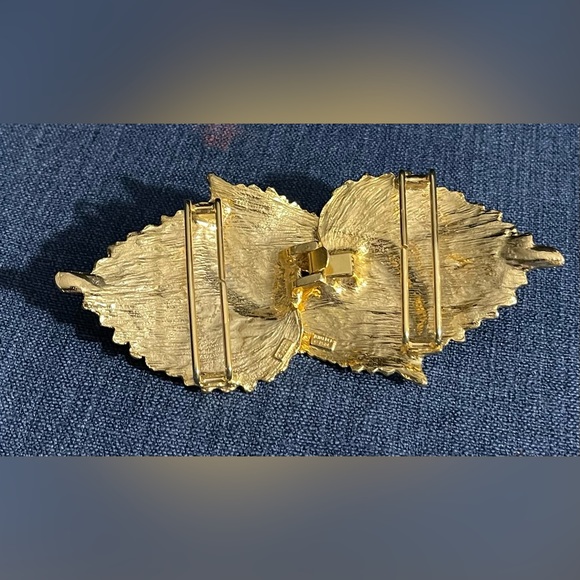 Vintage Mimi Di N 1984 Gold tone Leaves Large Belt Buckle  2 pieces - Picture 3 of 4